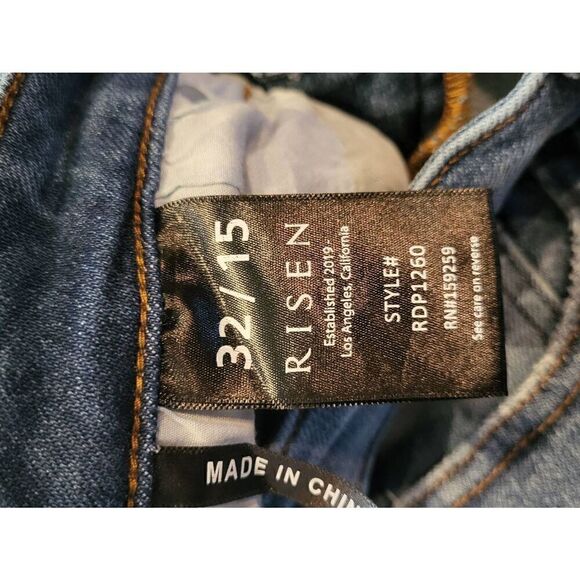 Risen Jeans Women's 32 Blue Melina High Rise Straight Leg Distressed Ripped - Picture 4 of 4